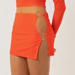 NWT Peppermayo Lucky Break Tangerine Cutout Mesh Mini Skirt Size 6